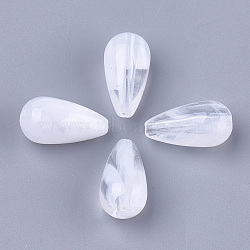 Acrylic Beads, Imitation Gemstone, teardrop, Clear & White, 22x11.5mm, Hole: 2mm(X-OACR-S028-037)