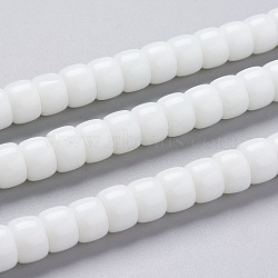 K9 Glass Beads Strands, Imitation Jade Glass Beads, Column, White, 8~8.5x5.5~6mm, Hole: 1.4mm, about 67pcs/Strand, 15.83 inch(40.2cm)(GLAA-K039-C04)