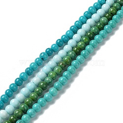 Natural Howlite Beads Strands, Dyed, Round, Mixed Color, 4~4.5mm, Hole: 0.9mm, about 95~98pcs/strand, 15.35~15.55''(39~39.5cm)(G-E604-B01)