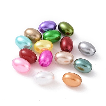 ABS Plastic Imitation Pearl Beads, Oval, Mixed Color, 11x7.5mm, Hole: 1.6mm, about 1724pcs/500g