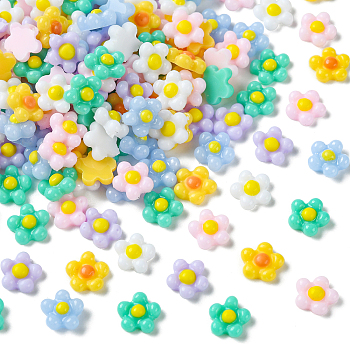200Pcs Resin Cabochons, Nail Art Decoration Accessories, Flower, Mixed Color, 7x7.5x3.5mm