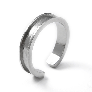 304 Stainless Steel Grooved Cuff Ring Settings, Ring Core Blank, Stainless Steel Color, 4.5mm, Inner Diameter: 18mm