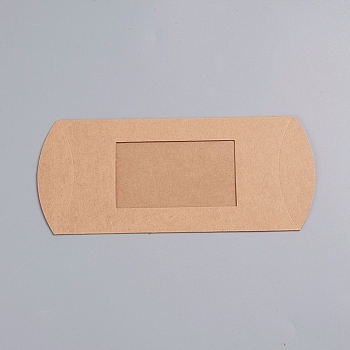 Kraft Paper Pillow Candy Box, for Wedding Favors Baby Shower Birthday Party Supplies, with Clear Window, Sandy Brown, 16x7.8x2.5cm, Unfold: 18.5x7.8x0.15cm