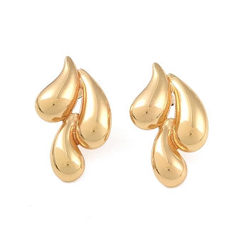 Teardrop 304 Stainless Steel Stud Earrings for Women, Golden, 29.5x18mm