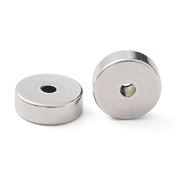 201 Stainless Steel Spacer Beads, Flat Round/Disc, Stainless Steel Color, 6x2mm, Hole: 1.2mm