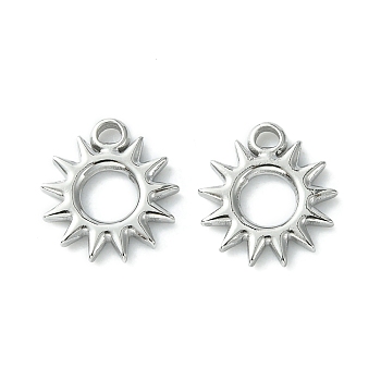 304 Stainless Steel Charms, Sun Charms, Stainless Steel Color, 12x11x1.6mm, Hole: 1.5mm