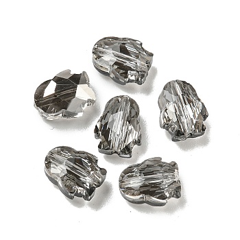 Electroplate Glass Beads, Faceted, Half Rainbow Plated, Penguin, Gray, 8x6.5x4.5mm, Hole: 1mm