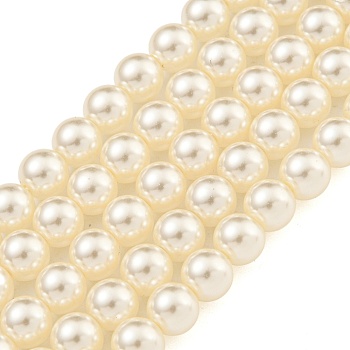 Glass Pearl Beads Strands, Round, Bisque, 6mm, Hole: 0.6mm, about 67pcs/strand, 15.55''(39.5cm)