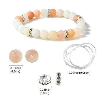 DIY Natural Pink Aventurine Round Beaded Stretch Bracelet Making Kit, 8~8.5mm, Hole: 1mm