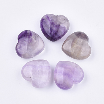 Natural Amethyst Heart Love Stone, Pocket Palm Stone for Reiki Balancing, 29x30x14~15mm