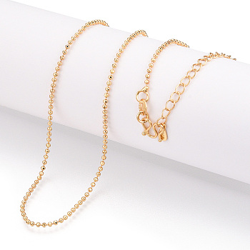 Brass Ball Chain Necklaces, with M Clasps, Real 18K Gold Plated, 17.32x0.06 inch(440x1.5mm)