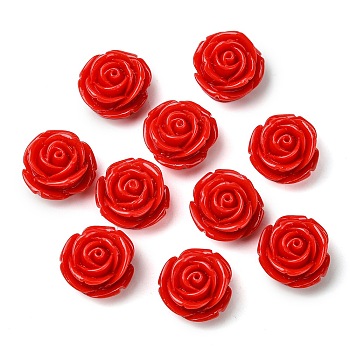 Opaque Resin Beads, Flower, Red, 18x18.5x11mm, Hole: 1.4mm