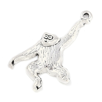 Tibetan Style Alloy Orangutan Pendants, Cadmium Free & Lead Free, Antique Silver, 26x30x4mm, Hole: 2mm