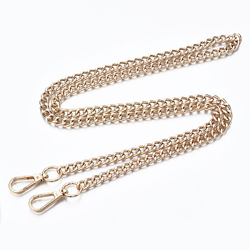 Bag Chains Straps, Iron Curb Link Chains, with Alloy Swivel Clasps, for Bag Replacement Accessories, Light Gold, 1200x9mm