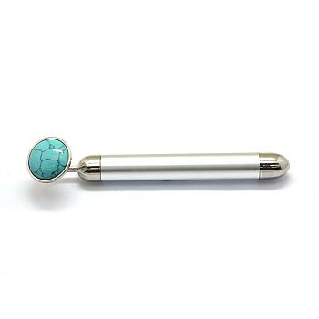 Synthetic Turquoise Electric Massage Sticks, Massage Wand (No Battery), Fit for AA Battery, with Zinc Alloy Finding, Massage Tools, with Box, Dyed, 155x16mm