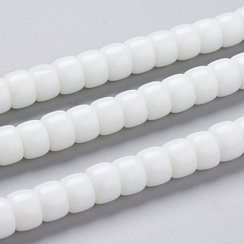 K9 Glass Beads Strands, Imitation Jade Glass Beads, Column, White, 8~8.5x5.5~6mm, Hole: 1.4mm, about 67pcs/Strand, 15.83 inch(40.2cm)