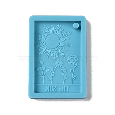 Carte de tarot rectangle bricolage avec des moules en silicone pendentif motif soleil et fleur(DIY-G083-04)-2