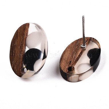 Accessoires de boucles d'oreilles en résine et bois de noyer(MAK-N032-004A-E01)-3