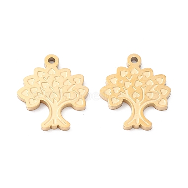 Real 18K Gold Plated Tree 304 Stainless Steel Pendants