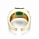 Зеленое кубическое циркониевое прямоугольное массивное открытое кольцо-манжета для женщин(RJEW-N035-095)-2