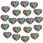 20Pcs Computerized Embroidery Cloth Iron on/Sew on Patches, Costume Accessories, Paillette Appliques, Heart, Colorful, 53x64mm(PATC-CY0001-26B)