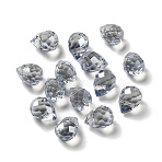 Electroplated Glass Beads, Faceted, Teardrop Charms, Top Drilled, Light Steel Blue, 11x8mm, Hole: 1.2mm(GLAA-K062-01A-FR07)