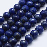 Natural Lapis Lazuli Beads Strands, Round, 8mm, Hole: 0.5mm, about 50pcs/strand, 15.35 inch(39cm)(G-E465-8mm-01)