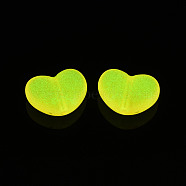 Luminous Acrylic Beads, Heart, Orange, 15.5x21x9.5mm, Hole: 2mm(X-MACR-N009-031C)