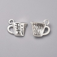 Tibetan Style Alloy Charms, Measuring Glass, Antique Silver, 14x14x4mm, Hole: 2mm(TIBEP-WH0002-07AS)