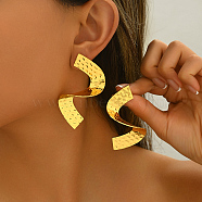 Middle Eastern Alloy Geometric Twist Stud Earrings, Golden, 63mm(BY5819)