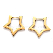 304 Stainless Steel Star Huggie Hoop Earrings, Golden, 20x21x3mm, Pin: 1mm(STAS-J033-05G)
