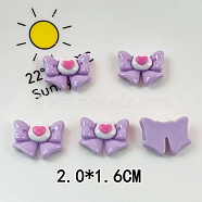 Opaque Resin Decoden Cabochons, Bowknot with Cat Heart, Medium Purple, 16x20mm(PW-WG82251-04)