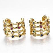 Brass Micro Pave Cubic Zirconia Clip-on Earrings, Golden, 16x13mm(EJEW-S201-53)