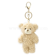Cute Cotton Keychain, with Iron Key Ring, for Bag Decoration, Keychain Gift Pendant, Bear, 20cm(KEYC-A012-01B)