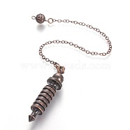 Brass Coil Dowsing Pendulums, Spiral Pendulum, with Lobster Claw Clasps, Bullet, Red Copper, 230x2.5x8mm(KK-G771-01B)