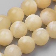 Natural Yellow Jade Beads Strands, Round, 10mm, Hole: 1mm, about 40pcs/strand, 15.7 inch(X-G-S259-49-10mm)