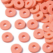Handmade Polymer Clay Beads, for DIY Jewelry Crafts Supplies, Disc/Flat Round, Heishi Beads, Tomato, 6x1mm, Hole: 2mm, about 1175pcs/50g(X-CLAY-Q251-6.0mm-B19)