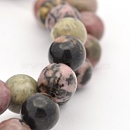 Round Natural Rhodonite Beads Strands, 8mm, Hole: 1mm, about 47pcs/strand, 15.5 inch(G-M136-8mm)