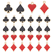 40Pcs 4 Style Alloy Enamel Pendants, Playing Cards Style, Golden, Heart & Spade & Club & Diamond, Mixed Color, 17~20x12~20x2mm, Hole: 1.8mm, 10pcs/style(FIND-CA0005-53)