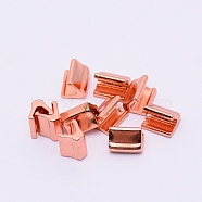 Clothing Accessories, Brass Zipper On The Top of The Plug, Rose Gold, 5x4x3.5mm(PALLOY-WH0071-69C-RG)