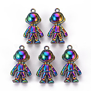 Alloy Pendants, Cadmium Free & Nickel Free & Lead Free, Spaceman, Rainbow Color, 32x18x12mm, Hole: 2mm(PALLOY-S180-093-NR)