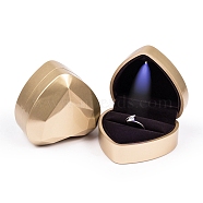 Heart Shaped Plastic Ring Storage Boxes, Jewelry Ring Gift Case with Velvet Inside and LED Light, Pale Goldenrod, 7.15x6.4x4.35cm(CON-C020-01E)