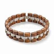 Wooden Watch Band Bracelets for Women Men, with 304 Stainless Steel Clasp, Sienna, 9-5/8 inch(24.5cm)(BJEW-M306-03P)