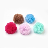 Handmade Faux Rabbit Fur Pom Pom Ball Covered Pendants, Fuzzy Bunny Hair Balls, with Elastic Fiber, Mixed Color, 55~74mm, Hole: 5mm(WOVE-FS0001-02)