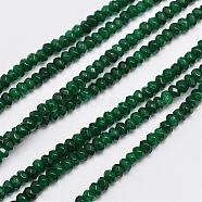 Natural Malaysia Jade Beads Strands, Rondelle, Dyed, Faceted, Dark Green, 3~3.5x2mm, Hole: 0.8mm, about 137pcs/strand, 14.96 inch(G-A149-B01)