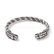 304 Stainless Steel Dragon Open Cuff Bangle for Men Women, Antique Silver, Inner Diameter: 2-1/2 inch(6.3cm)(BJEW-M230-07AS)