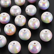 Opaque Acrylic Beads, AB Color Plated, Round, White, 20x19mm, Hole: 2~3mm, about 111pcs/500g(MACR-S370-D20mm-01)