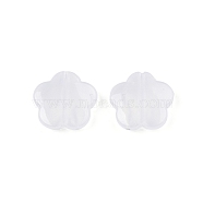 Opaque Acrylic with Glitter Powder Beads, Flower, White, 14x14.5x4mm, Hole: 1.5mm(SACR-G024-12)