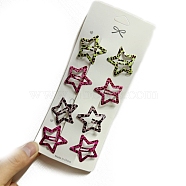 8Pcs Stars Alloy Snap Hair Clips for Girl, Mixed Color, 60x20x10mm(PW-WG06244-02)