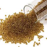 TOHO Round Seed Beads, Japanese Seed Beads, (2156) Inside Color Crystal/Golden Amber, 11/0, 2.2mm, Hole: 0.8mm, about 5555pcs/50g(SEED-XTR11-2156)